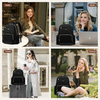 LOVEVOOK Laptop Backpack for Women with Pouch Pocket for Large Capacity Cup,15.6 Inch Laptop Computer Bag Travel Backpack Purse,Waterproof Work Business Backpack College Teacher Bags,Grayish Purple