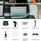 DR.PREPARE Portable Shower for Camping, Camping Shower with 4.5 Gallons Foldable Bucket, USB Rechargeable Battery, 2 Shower Heads, Outdoor Camp Showers for Hiking, Travel, Climbing, Pet Cleaning