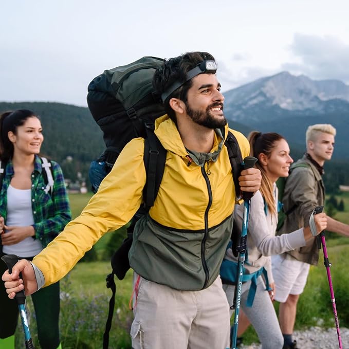 Covacure Hiking Poles Collapsible Trekking Poles - Aluminum Alloy 7075 Walking Sticks for Hiking with Telescopic & Foldable Tri-fold Design Hiking Gear for Women Men, Hiking, Camping, Climbing