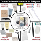 Trail maker (50 Pack) Bulk Hygiene Kits, 25 Piece Toiletry Kits for Homeless Care, Travel Hygiene Packs, Personal Care Supplies for Men & Women (50 Kits)