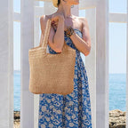 GOLDTIMO Beach Bags for Women - Summer Soft Large Woven Shoulder Purse Handbag, Beach Tote Straw Bag for Summer Vacation