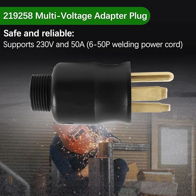 219258 Multi-Voltage Adapter Plug Fit for Miller & Hobart Welders/Plasma Cutters, 230 Volt 6-50P 4 Pin to 3 Prong Replacement Plug for Welding Power Cord
