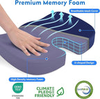 CushZone Seat Cushion, Office Chair Cushions, Car Seat Cushion, Non-Slip Sciatica & Back Coccyx Pain Relief Chair Pad, Memory Foam Pillow for Computer Desk, Wheelchair, Driving Large Size (Blue)