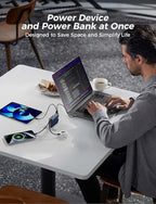 Portable Charger with Built-in Cables & Wall Plug, 10000mAh Power Bank, 4 Outputs 22.5W USB C Fast Charging, Slim Travel Battery Pack with LED Display for iPhone 17/16/15/14, DarkBlue