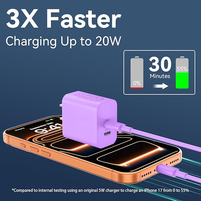 Phone 17 16 15 Charger USB C Wall Charger Block with 10FT USB C Fast Charging Cable for Phone 17 16 15/16 15 Plus/16 15 Pro/17 16 15 Pro Max