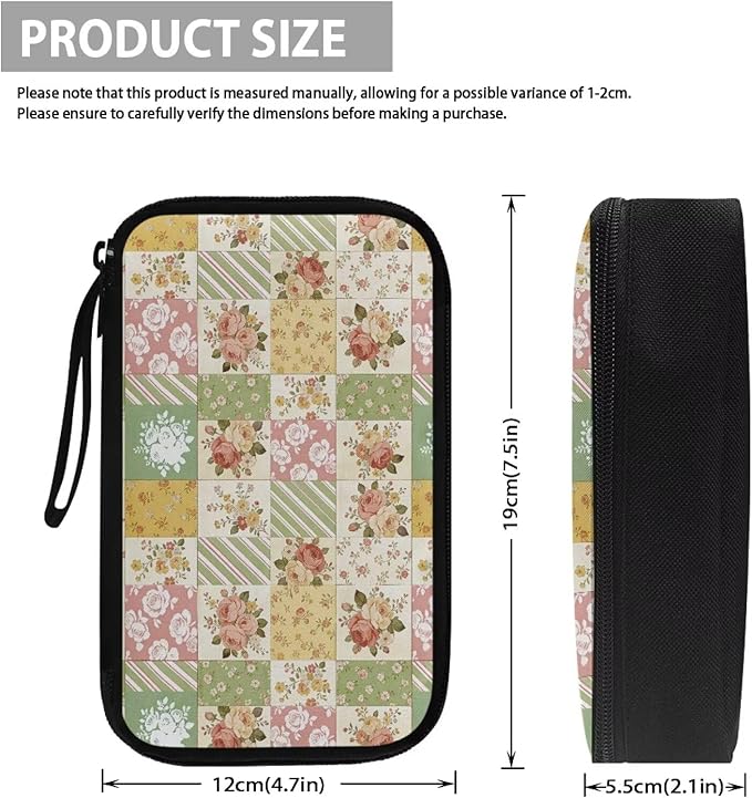 Floral Patchwork Electronic Organizer Portable Cable Organizer Bag Electronics Organizer Travel Case fits Phone Power Bank SD Card Tech Accessory Large Storage Bag