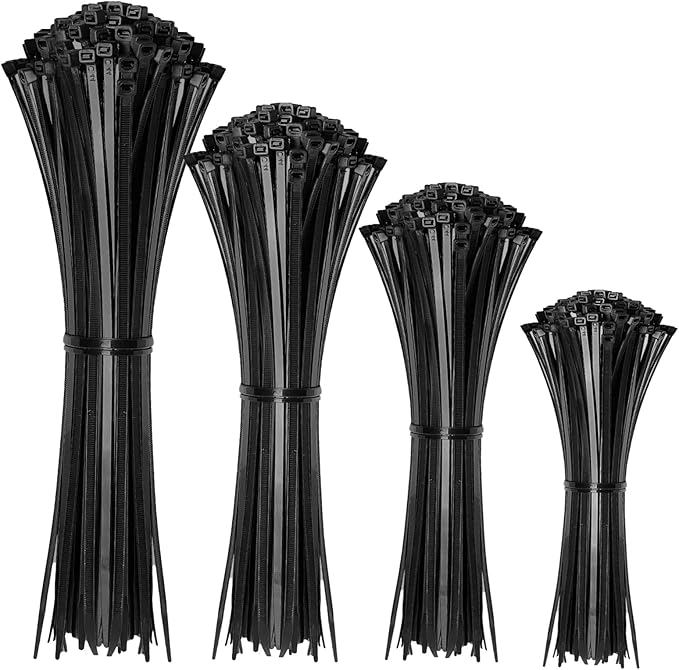 Cable Zip Ties,400 Pack Black Assorted Sizes 12+8+6+4 Inch,Multi-Purpose Self-Locking Nylon Cable Cord Management,Plastic Wire Ties for Home,Office,Garden,Workshop. By HAVE ME TD