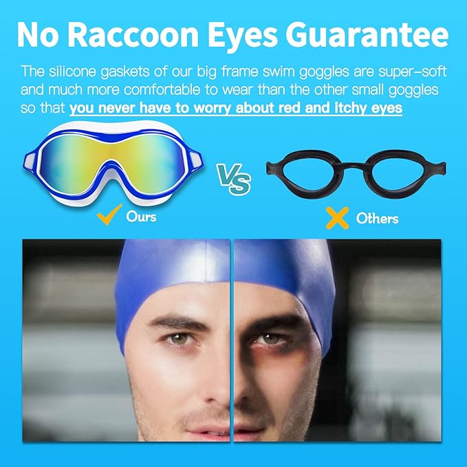 Swim Goggles No Leaking Anti-Fog Pool Goggles Swimming Goggles for Adult Men Women Youth, UV Protection 180° Clear Vision