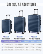 LIGHT FLIGHT Luggage Sets, 3 Piece Durable Suitcase Set with Spinner Wheels, 3 Pcs Hard Shell Lightweight Luggage with TSA Lock, Large Checked Travel Suitcases, 20/24/28 Inch, Royal Blue