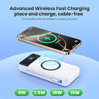 YHO Wireless Portable Charger 40800mAh for iPhone with Built-in Cables, 15W Wireless Charging USB C Power Bank,25W PD Fast Charging Travel Essential Battery Pack for iPhone 17/16/15,Android-White