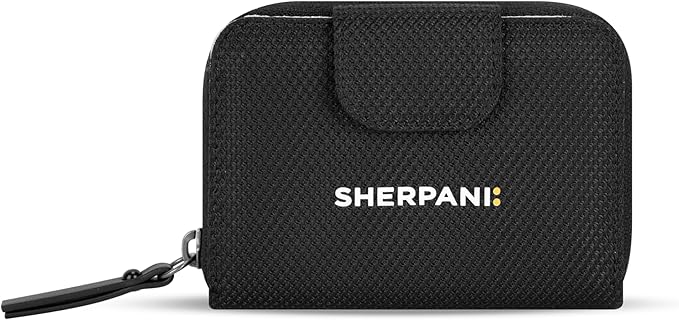 Sherpani Barcelona AT, Small Nylon Bifold Zipper Pocket Wallet, Travel Bag for Men Women, RFID Protection, Unisex Travel Gift (Carbon)