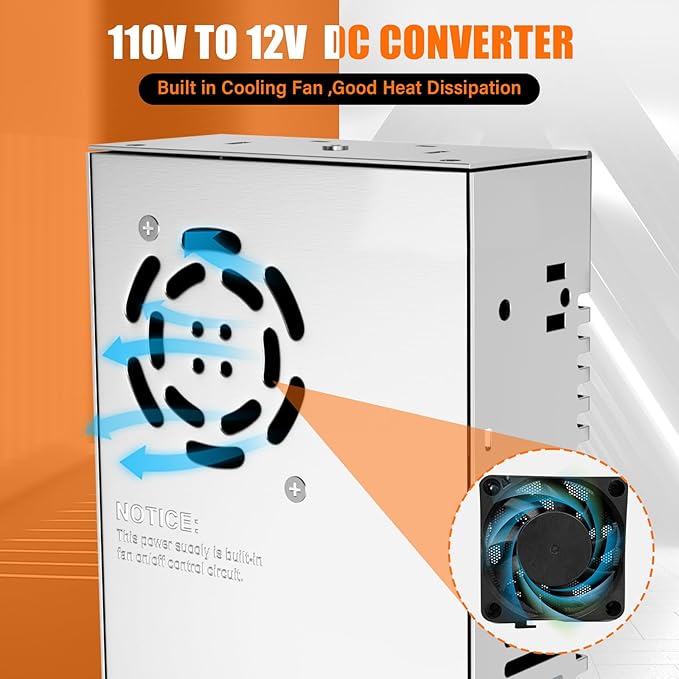 12V Power Supply,110V to 12V DC Converter, IMAYCC AC to DC Converter 600W 50A, Power Supply for Diesel Heater