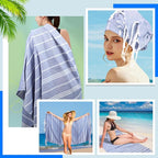 YSYJ Turkish Beach Towel 6 Pack Beach Towels 36"x71" Beach Towel Oversized Sand Free Turkish Towel Quick Dry Bath Towels Navy