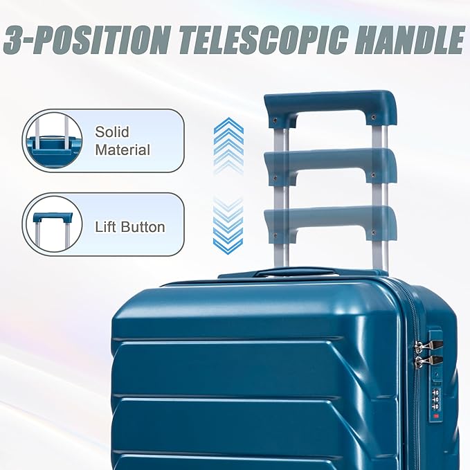 Kids Luggage Sets for Girls, 2 Piece Luggage Set, 20 Inch Rotating Wheel Suitcase with 14 Inch Cosmetic Case, Lightweight Hardshell Suitcase with 360° Spinner Wheels for Travel (Blue)