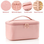 OCHEAL Pink Makeup Bag,Travel Makeup Organizer Bag, Large Capacity Cosmetic Bags For Women Large Travel Toiletry Bag Girls Traveling With Brush Slot And Divider