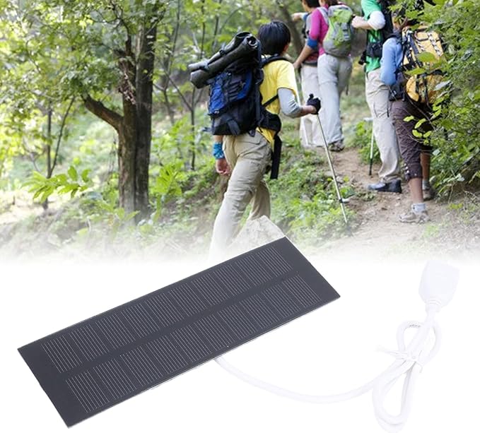 1W Portable Solar Panel, 5V USB Compact Solar Charger for Small Electronics Monocrystalline Silicon Mini Solar Panel Module for Camping Hiking Outdoor Adventures