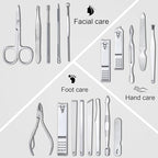 Yougai Nail Clippers Set - 18 Pcs Professional Manicure Pedicure Kit for Men Women, Stainless Steel Fingernail Toenail Clippers Cutters, Nail Care Grooming Tools with Leather Travel Case