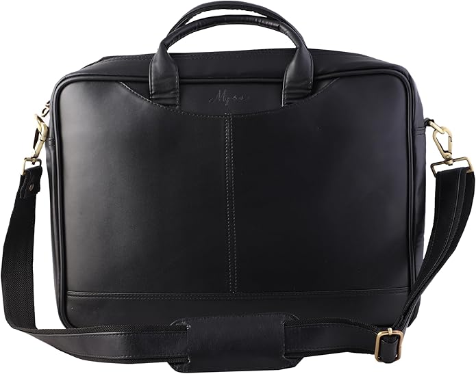 Mysa LIFESTYLE Vegan Leather Messenger Crossbody Shoulder Briefcase Bag for Office Work Fit 14.5" Computer Laptop Men Women