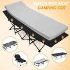 CYMULA Camping Cot Mattress 2in Memory Foam Sleeping Pad,Soft Warm Non-Slip Camping Mattress Topper with Retaining for Adults,Portable Roll up Pad for Travel（only Mattress）