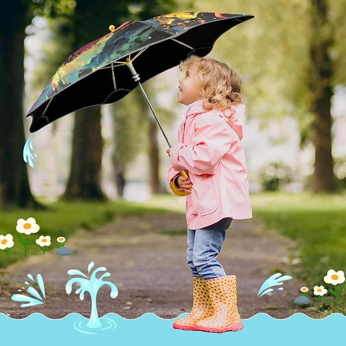 ALAZA Kids Umbrella Stick Umbrellas Cute Umbrella for Boys Girls Toddler UV/Sun Rain Windproof