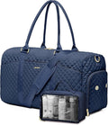 Women Weekender Travel Duffle Bag: Travel Duffel Overnight Bags with Shoe Compartment Large Carry on Tote with Toiletry Bag Weekend Traveling Yoga Gym Hospital Bag for Women with Wet Pocket Blue