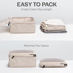 Aerotrunk Compression Packing Cubes for Travel - Luggage Organizer Bags - Double Zipper Packing Cubes for Suitcases (2-Pack, Beige)