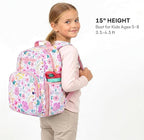 mibasies Kids Backpack for Girls: Girls Backpack 5-8 - Kindergarten Elementary School Bookbag for Girl - Flower Pink