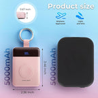 Portable Charger,5000mAh PD 20W Super Fast Charging Power Bank with Built-in Cables,Travel Keychain Battery Pack for Apple Watch Ultra/11/10/9/8/7/6/SE,iPhone 17/16/15/14/13/12 (Pink)