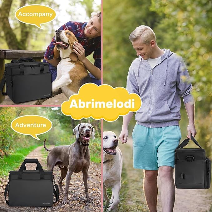 6 Set Dog Travel Bag, Large Pet Travel Kit for Supplies Includes 2 Food Containers, 1 Pet Organizer for Dogs, 2 Collapsible Bowls, 1 Treat Pouch, Dog Weekend Overnight Bag Luggage