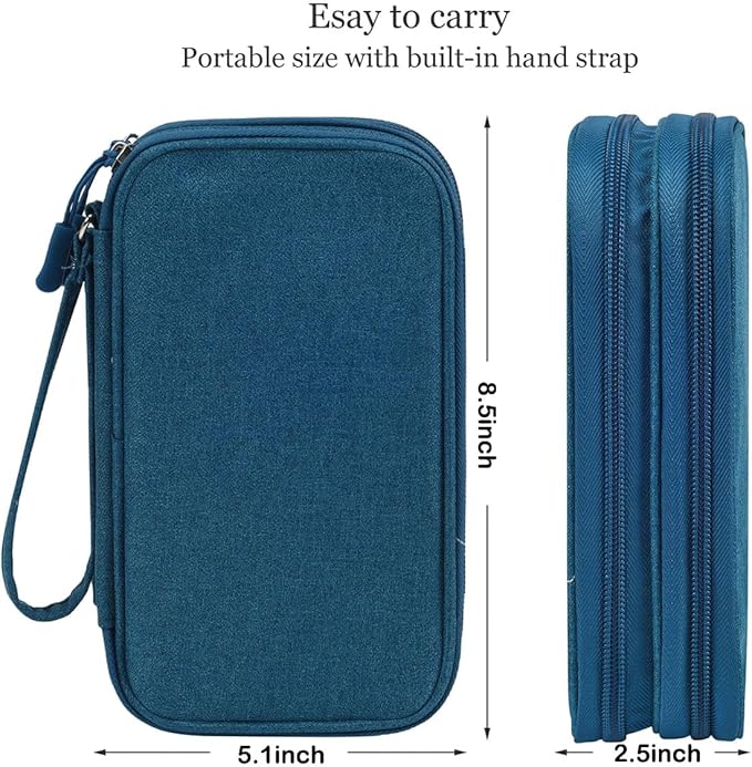CAAORDKSO Travel Essentials Electronics Organizer Tech Pouch, Waterproof Cable Organizer Bag Charger Case for Travel Accessories, Cable, Cord, Charger, Phone, Power Bank, Earphone (Dark Green, Large)