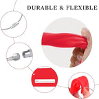 5 Pack Silicone Luggage Tag for Suitcases with Stainless Loop, TSA Approved, Privacy Protection Travel Essentials Bag Tags by Gostwo, Red