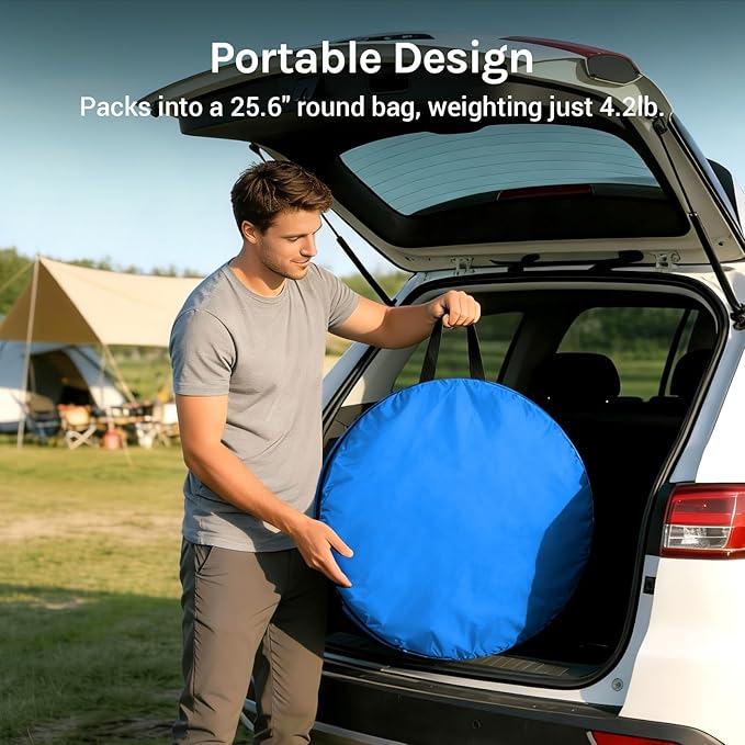 Wolfwise Pop Up Shower Tent for Camping, Portable Instant Changing Tent with Ventilation Window & Carry Bag, Privacy Bathroom Toilet for Beach & Outdoor, Width 47 ", Height 83 ", Blue