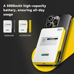 Heltec Meshtastic & LoRa Compatible Magnetic Power Bank with nRF52840 and SX1262 Chips E-Ink Display, Wireless Charging 5000mAh for Outdoor Emergency - MeshPocket Qi2 (Yellow)