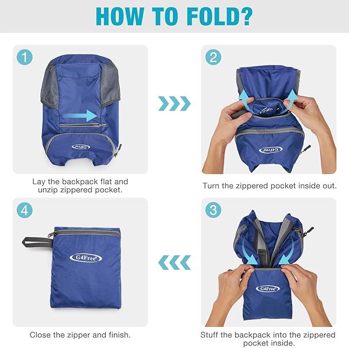 G4Free Lightweight Packable Hiking Backpack for Men Women Small Hiking Daypacks Foldable Shoulder Pack Casual Outdoor Bag 11L