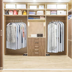 Mskitchen Clear Garment Storage with 4" Gusseted Hanging Covers - Durable, Transparent Protectors for Long Coats, Gowns, Dresses - 24"x 60"x 4" / 6 Pack