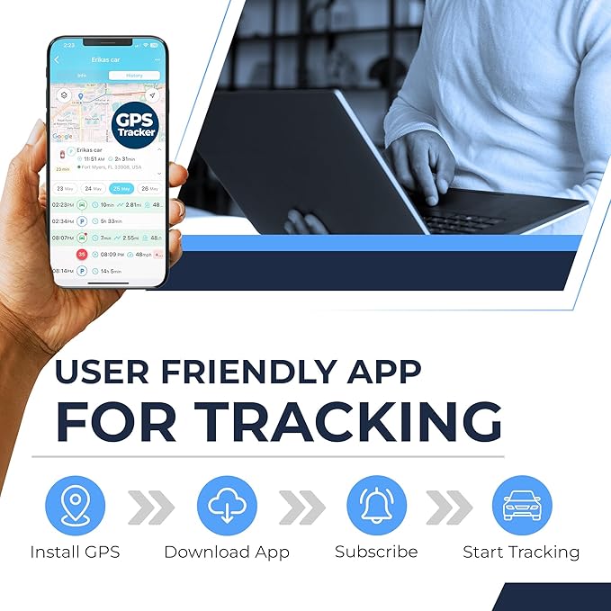 Magnetic Tiny GPS Tracker for Vehicles - 1 Month Rechargeable Battery, Small Hidden Real-Time Tracking Device - Waterproof GPS for Cars, Trucks & Assets - Subscription Required