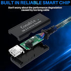 Active USB Extension Cable 150 Feet, USB 2.0 A Male to Female Repeater Cord, with 3 Extension Chipsets Signal Booster, 22AWG Tinned Pure Copper, (AC Power Supply Included)