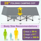 ZENPETIO 28In Folding Camping Cot for Adult, Portable Sleeping Cot with Mattress, Outdoor Heavy Duty Cot Bed for Camp with Carry Bag for Home, Office, Camp, Travel, Vacation-Purple