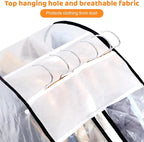 Dntorx 4 Pack Full Clear Garment Bags with Side Zipper, 40&60" Clothes Covers with 10" Gusset, Transparent Hanging Suit & Coat Covers for Closet Storage, Jackets, Dresses, Windbreakers