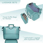 6 Piece Luggage Sets with Bags, Lightweight Expandable Checked Luggage Sets, Hardshell ABS Spinner Wheels Carry on Suitcase with TSA Lock, for Travel, Women Men (Aqua Blue, 18/20/24/28inch+2bags)