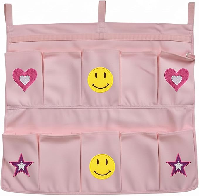 Gilbins End Of Bed Shoe Bag Great for storage, shoes, accessories & stuff! (Pink Heart Smile Star)