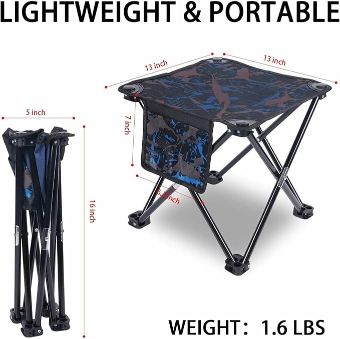 VOLIXOD Folding Portable Camping Stool for Adults, Lightweight Collapsible Stool for Outdoor Footrest Fishing Hiking Gardening and Beach with Carry Bag(400 LBS Capacity)