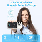 Magnetic Portable Charger with Apple-Watch Charger,10800mAh 25W PD Fast Charging Wireless Power Bank,4 Outputs Travel Essential for Magsafe Battery Pack Compatible with iPhone 17/16/15/14/13/12 Series