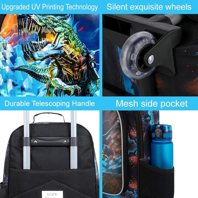 WZLVO Kids Luggage for Boys and Girls, Cute Dinosaur Unicorn Rolling Wheels Suitcase for Toddler Children