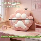 RYOLOY Cat Paw Warm Hand Pillow,with 67 * 39Inch Travel Blanket,3 in 1 Travel Pillow and Blanket Set,for Car Office Camping Essentials(Pink).