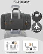 Gonex Canvas Duffle Bag for Travel, Expandable Water Resistant 50L Carry on Duffel Overnight Weekender Gym Bag with Wet Dry Separation Pocket & Suitcase Handle Sleeve, Grey