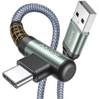AINOPE Type C Cable [3-Pack, 6.6FT] Right Angle, 3.1A USB Type C Cable Fast Charging, Nylon Braided Type C Charging Cable Fast Charger Compatible with Samsung Galaxy S10 S9 S8 S20 Plus, Note 10 9 8