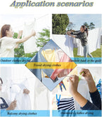 Clothesline Clothes Drying Rope Portable Travel Clothesline Adjustable for Indoor Outdoor Laundry Clothesline, Perfect Windproof Clothes Line, Hanger for Camping Travel & Home Use(White)