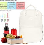MATEIN Womens Backpack with Lunch Box, 17 Inch Laptop Backpack with Cooler Compartment for Lunch Containers, Large Computer Backpack for Travel Work College Daily, Beige
