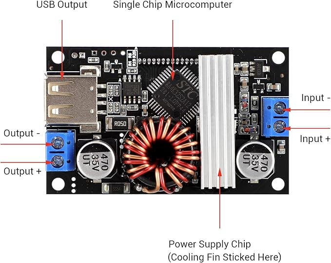 DROK Buck Boost Voltage Regulator, DROK DC 6-30V to DC 0.5-30V 5V 12V 24V Adjustable Voltage Converter, 4A 60W Power Supply Step Up Down Transformer Board Module with USB Port Case LCD Display Volt Am